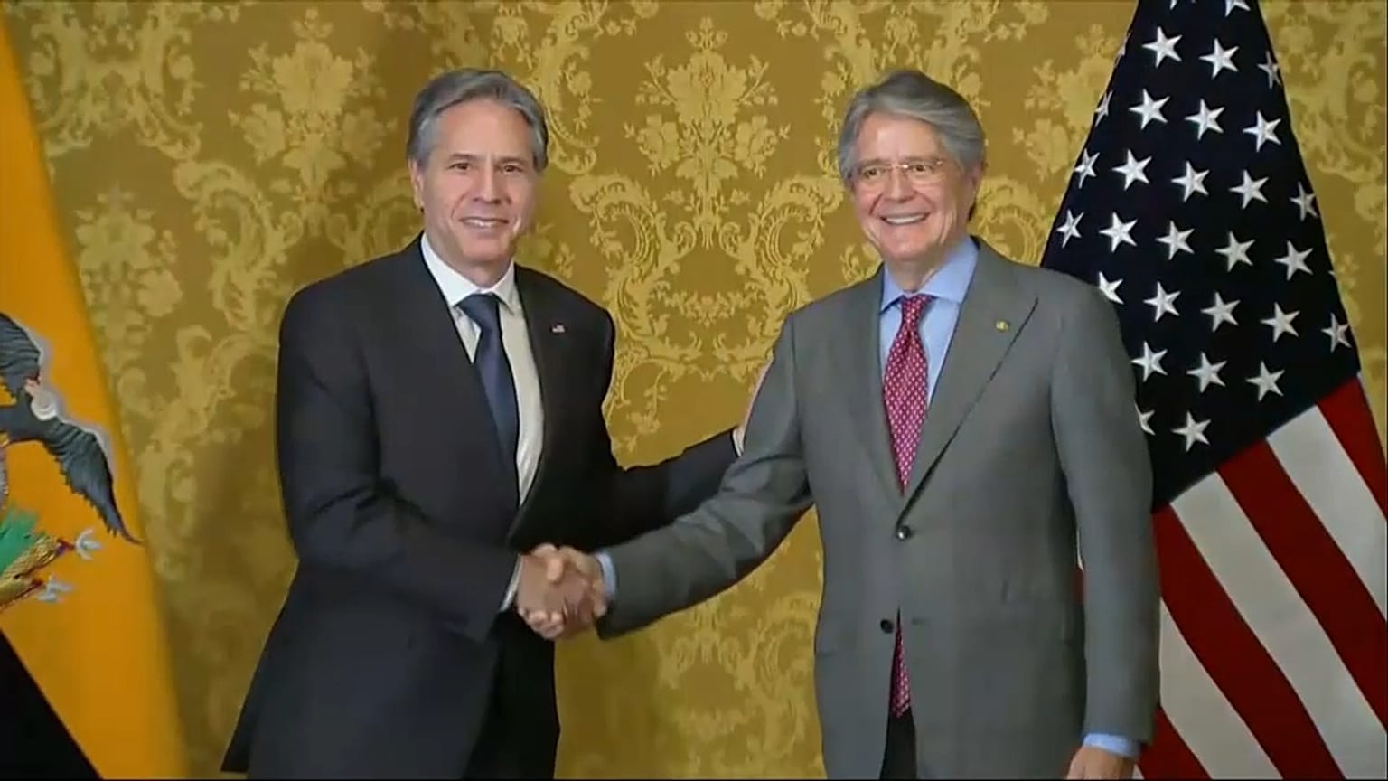 Antony Blinken y Guillermo Lasso, durante su encuentro en Quito