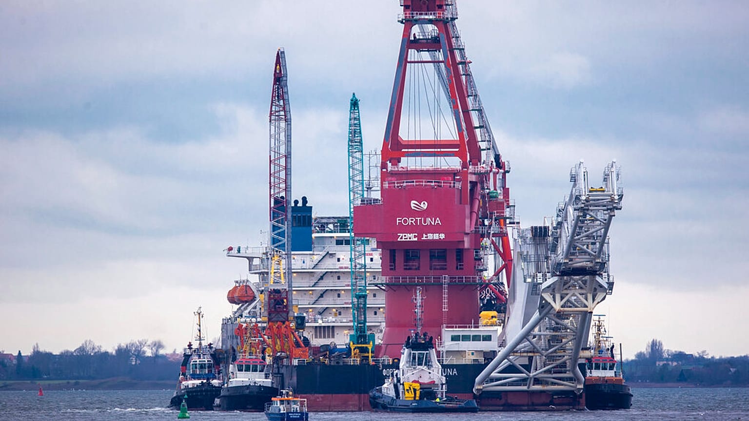The Russian pipe-laying vessel Fortuna continues construction work on the divisive Nord Stream 2 gas pipeline in the Baltic Sea