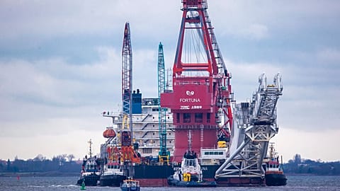 The Russian pipe-laying vessel Fortuna continues construction work on the divisive Nord Stream 2 gas pipeline in the Baltic Sea