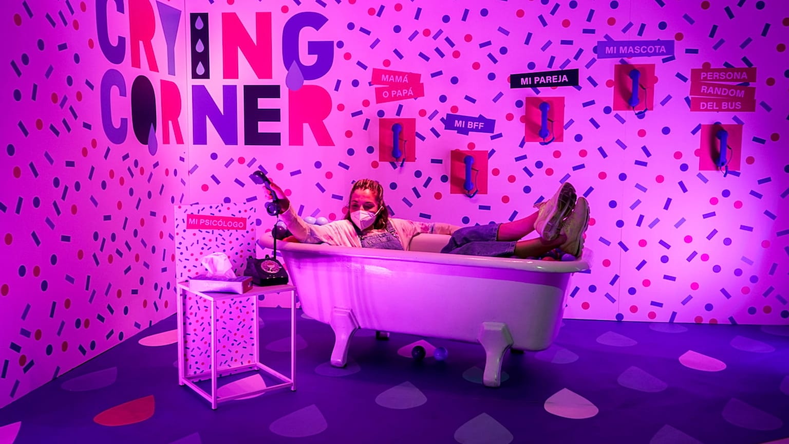 Inside Madrid's 'crying room', where there are phones with the names of people you can call when you are feeling down.