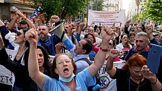 Врачи протестуют в Афинах