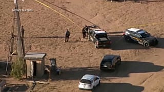 Capture d'écran d'une vidéo AFP montrant le lieu de tournage du western, bouclé par la police (images : "NEWS NATION")