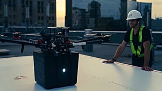 Unither Bioelectronique's drone after it landed at Toronto General Hospital, in Toronto, September 2021.