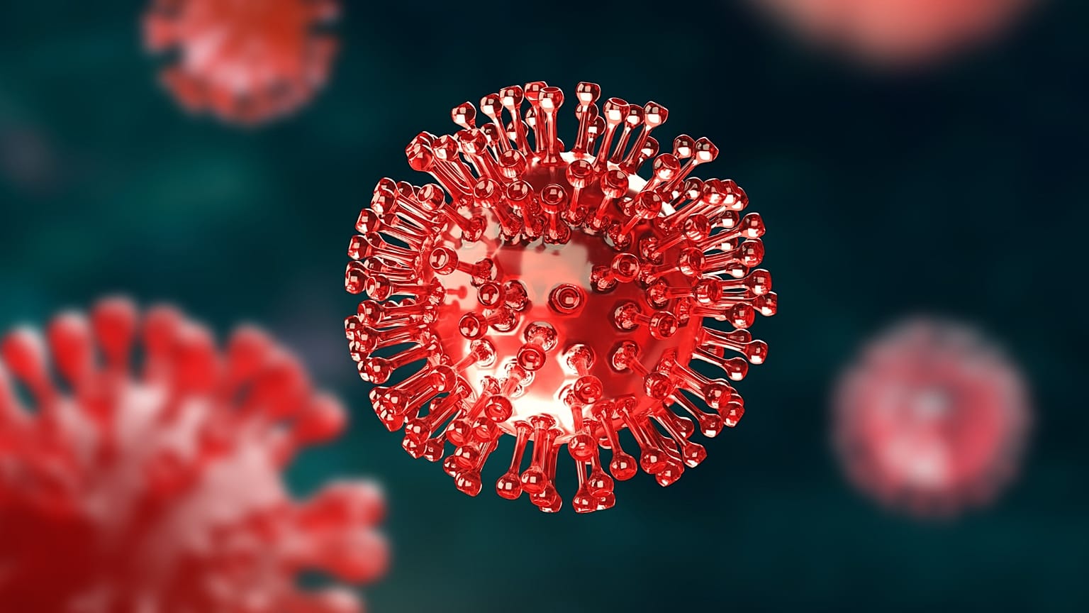 A super closeup of COVID, which continues to mutate into different variants like 'Delta Plus'. 