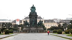 As the next lockdown has been resolved, there are barely any people seen at the Maria-Theresien-Platzin (between the Museums of Fine Arts and Natural History) in Vienna.