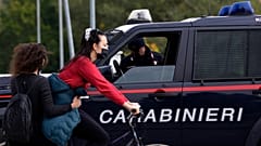 Italian carabinieri officers between the southern, ethnic Albanian-dominated and the northern, Serb-dominated part of Mitrovica, Kosovo, Oct. 17, 2021.