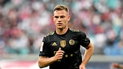 Bayern's Joshua Kimmich during the German Bundesliga soccer match between RB Leipzig and FC Bayern Munich in Leipzig, Germany, Saturday, Sept. 11, 2021.