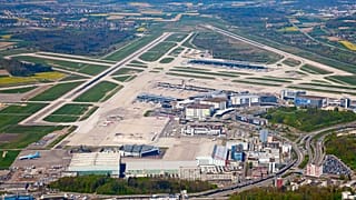 Zurich airport, aerial shot.