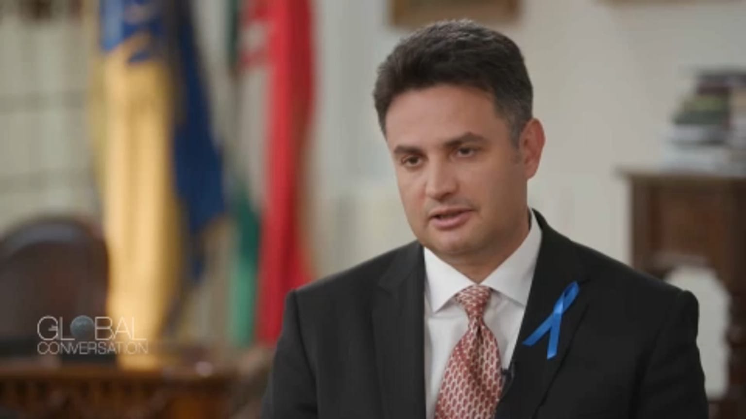 Márki-Zay Péter interjút ad az Euronews budapesti stábjának