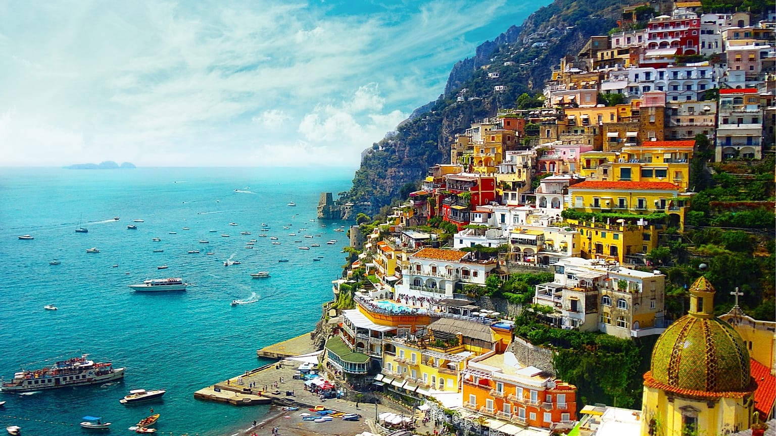 Houses on a hillside in Italy 