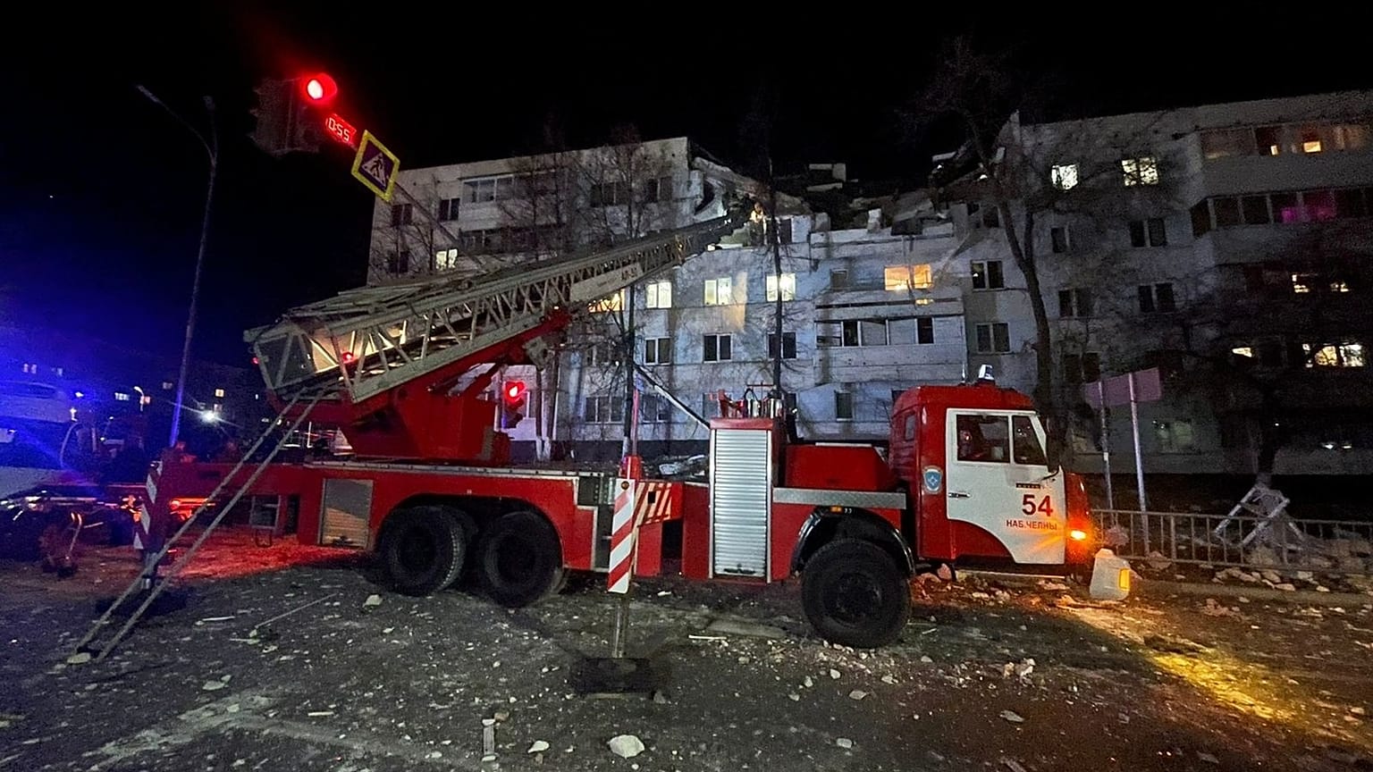 The blast damaged six apartments in the residential building.