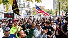 Protesta de antivacunas en Nueva York