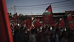 A Népi Front Palesztina Felszabadításáért (PFLP) terrorszervezet júnusi felvonulása Gázában