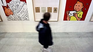 Hergé művei egy korábbi kiállításon (illusztráció)