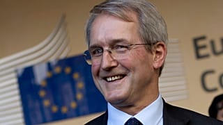 Owen Paterson is seen outside the European Commission's headquarters in Brussels in 2018.