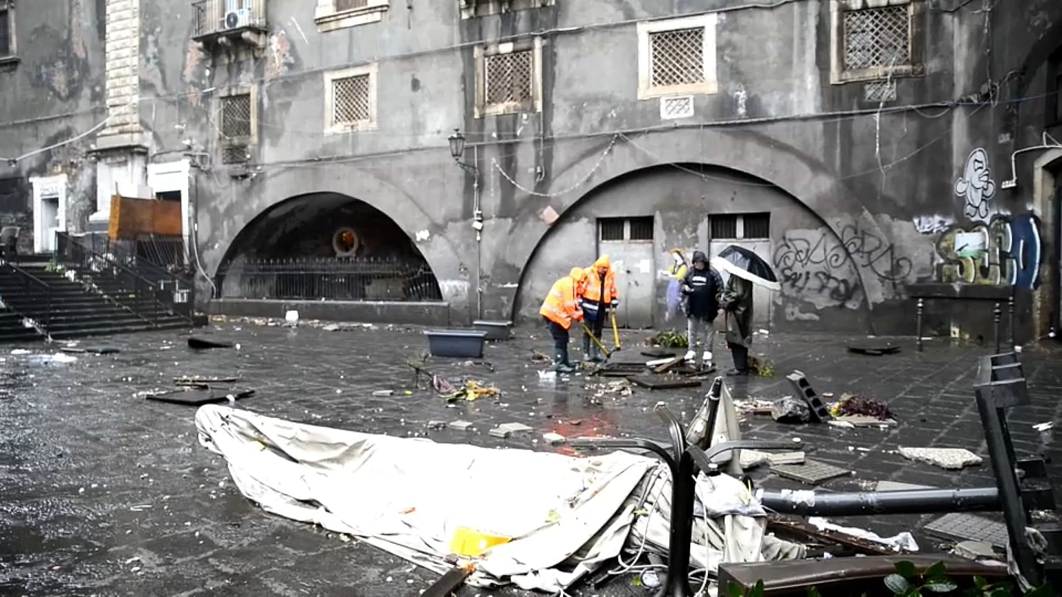 Los estragos causados por la tormenta en Catania en Sicilia