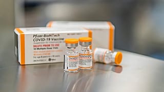 This October 2021 photo provided by Pfizer shows kid-size doses of its COVID-19 vaccine in Puurs, Belgium.