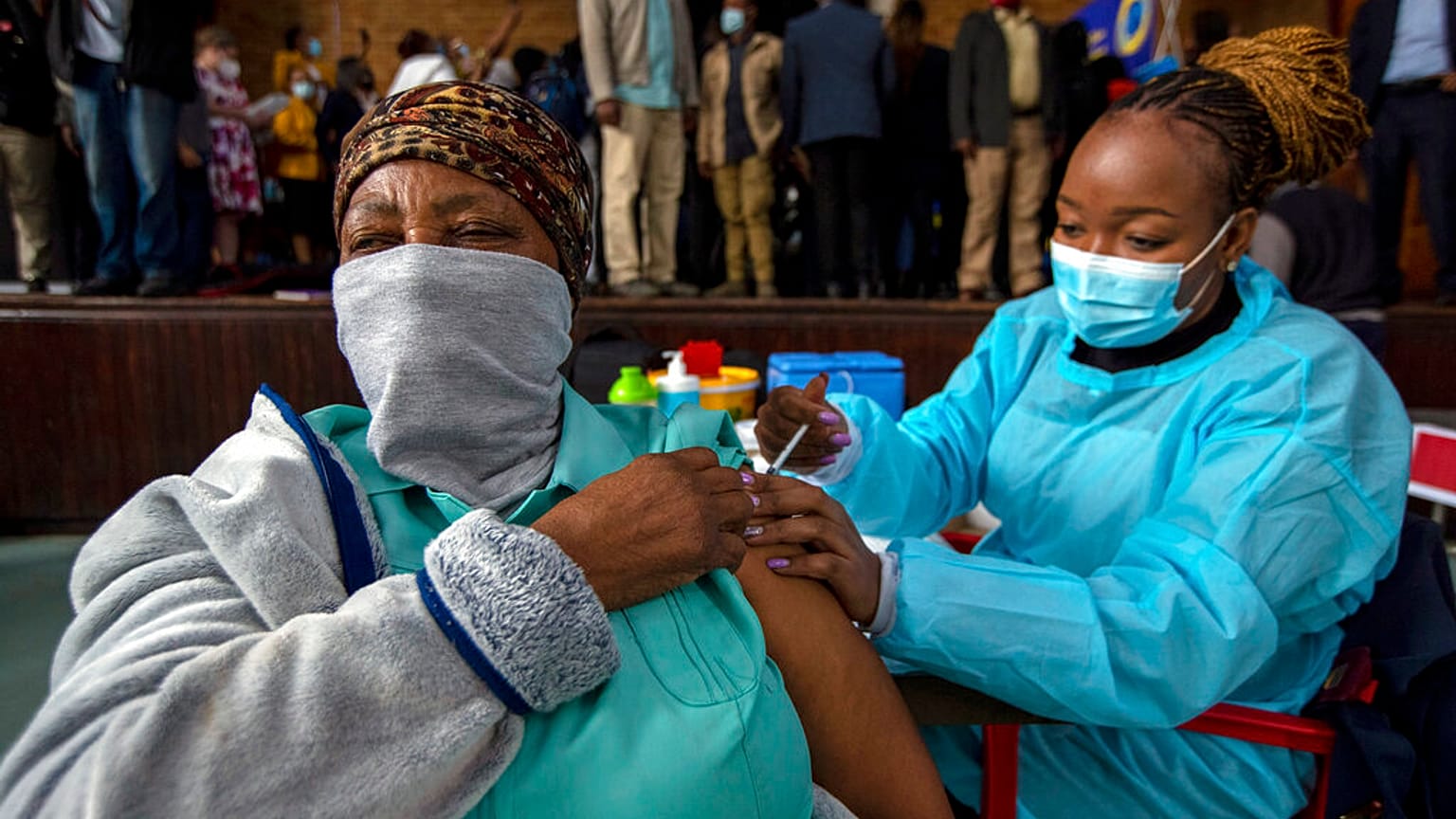 A woman receives her second Pfizer jab east on Johannesburg, South Africa.