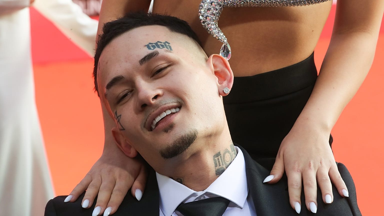 Hip hop musician Alisher Valeyev aka Morgenshtern at a ceremony to present the 2021 Muz-TV Music Awards, at the Megasport Arena. 