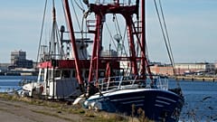 The British trawler kept by French authorities docks at the port in Le Havre, western France, Thursday, Oct. 28, 2021.