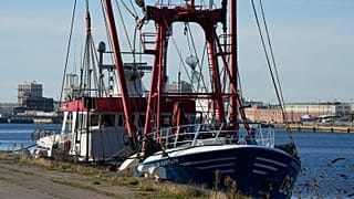 The British trawler kept by French authorities docks at the port in Le Havre, western France, Thursday, Oct. 28, 2021.
