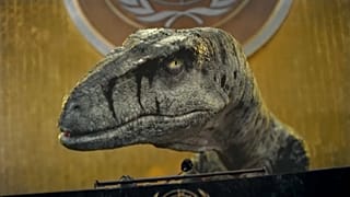 El dinosaurio Frankie en la ONU
