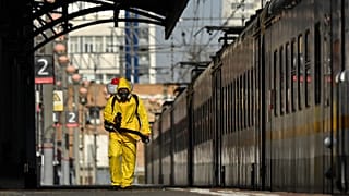 Дезинфекция на Савёловском вокзале в Москве