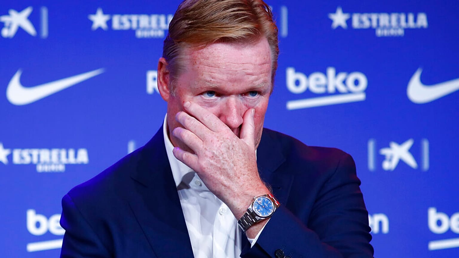 Ronald Koeman durante su presentación oficial como entrenador del FC Barcelona, el 19 de agosto de 2020.