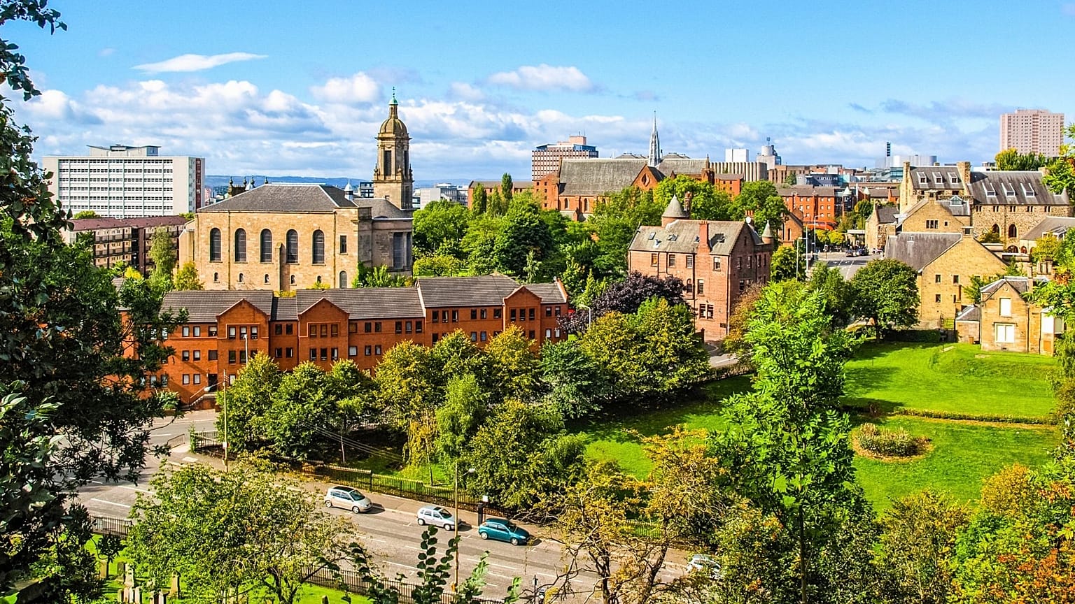 Aerial view of Glasgow, Scotland.