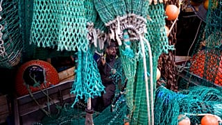 Un pêcheur à Boulogne-sur-mer le 15 octobre 2021