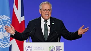 FILE - Scott Morrison, Prime Minister of Australia delivers an address, during the COP26 Summit, at the SECC in Glasgow, Scotland, Monday, Nov. 1, 2021.