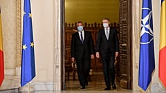 Romanian Prime Minister-designate Nicolae Ciuca, left, alongside President Klaus Iohannis last month.