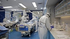 Medics work at the intensive care unit at Pirogov, Sofia’s main emergency hospital, in Sofia, Bulgaria, Oct. 29, 2021. 