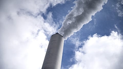 A detail of the pilot carbon dioxide (CO2) capture plant is pictured at Amager Bakke waste incinerator in Copenhagen on June 24, 2021.