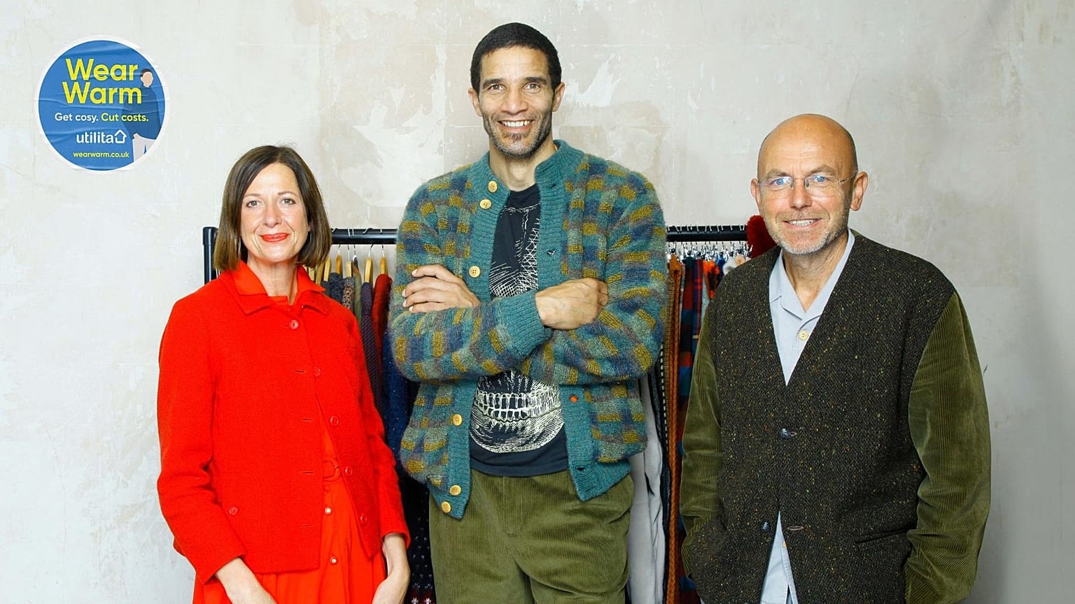 From left to right, Maria Chenoweth, David James MBE and Wayne Hemmingway MBE