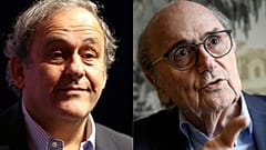 Fotos de archivo de Michel Platini y Sepp Blatter