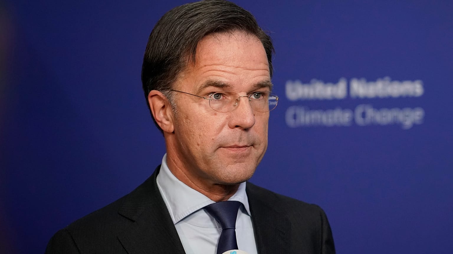 Prime Minister of the Netherlands Mark Rutte speaks to the media at the COP26 U.N. Climate Summit, in Glasgow, Scotland, Nov. 1, 2021.