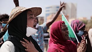 خلال مظاهرة خرجت السبت 30 أكتوبر ضد الانقلاب العسكري 
