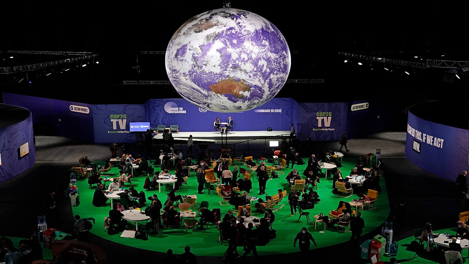 Delegates gather inside the venue on another day at the COP26 UN Climate Summit in Glasgow, Scotland, Wednesday, Nov. 3, 2021.