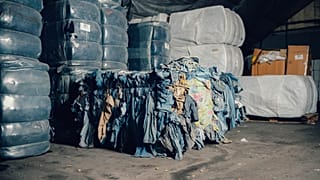 A discarded bale of jeans waiting to be recycled into Circulose, a new material made by recovering cotton from worn-out clothes for new garments.