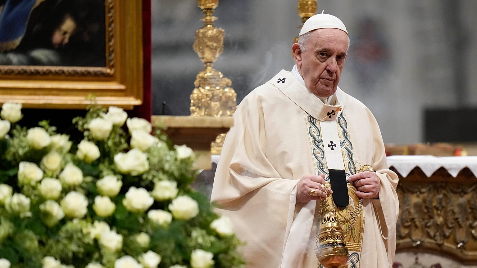 Pope Francis spreads incense during a mass in which he ordained new bishops.