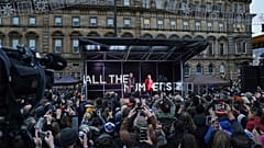Climate activists march through the streets of Glasgow, Scotland, Friday, Nov. 5, 2021 which is the host city of the COP26.