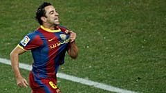 المايسترو تشافي هيرنانديز محتفلاً بهدف سجله في شباك ريال مدريد في 2010