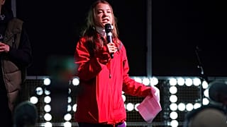 Greta Thunberg, St George Meydanı'nda kurulan platformdan protesto eylemcilerine seslendi