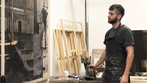 Graham Martin working in his studio