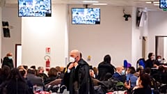 L'immense salle d'audience du maxi-procès de la mafia 'Ndragheta, Lamezia Terme, Italie, le 13 janvier 2021