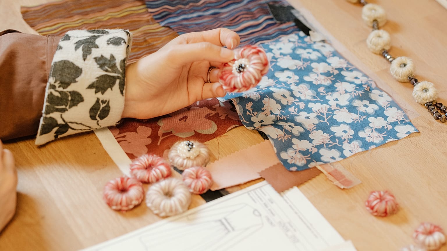 Fashion designer Sabinna Rachimova at work in her studio