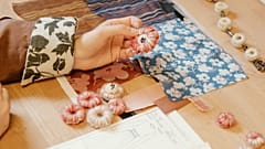 Fashion designer Sabinna Rachimova at work in her studio