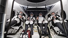 European Space Agency astronaut Thomas Pesquet, NASA astronauts Megan McArthur and Shane Kimbrough, and Japan Aerospace Exploration Agency astronaut Akihiko Hoshide
