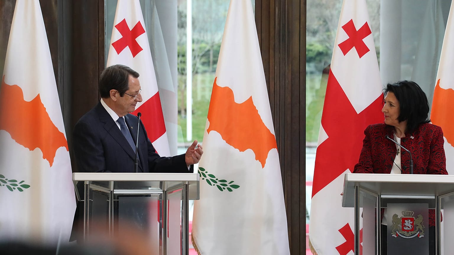 Ο Πρόεδρος της Δημοκρατίας Νίκος Αναστασιάδης και η Πρόεδρος της Γεωργίας Salome Zourabichvili